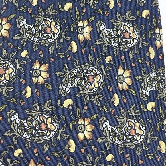 Vintage‎ Herve Monsigny 100% Silk Tie Blue Yellow Floral Print Designer Necktie - Picture 8 of 8